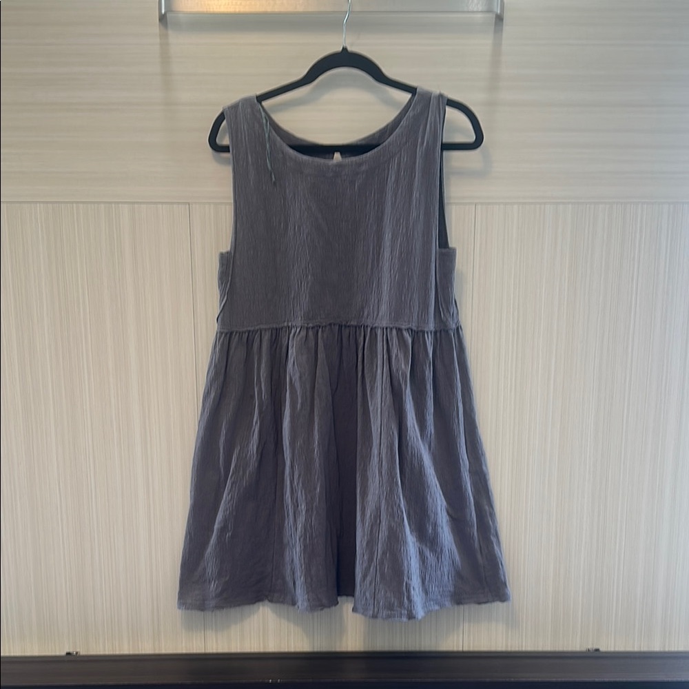 Gray Sleeveless Linen-Look Mini Dress